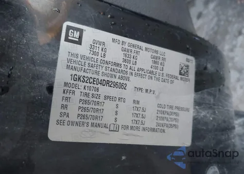 2013 GMC Yukon Slt из США, поврежденный, VIN 1GKS2CE04DR296062